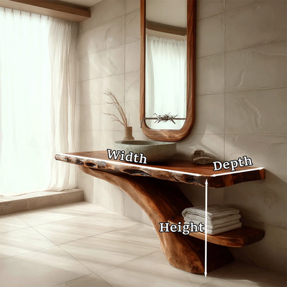 Live Edge Tree Base Bathroom Vanity Natural Solid Wood Statement Piece - ArborisWood - 12