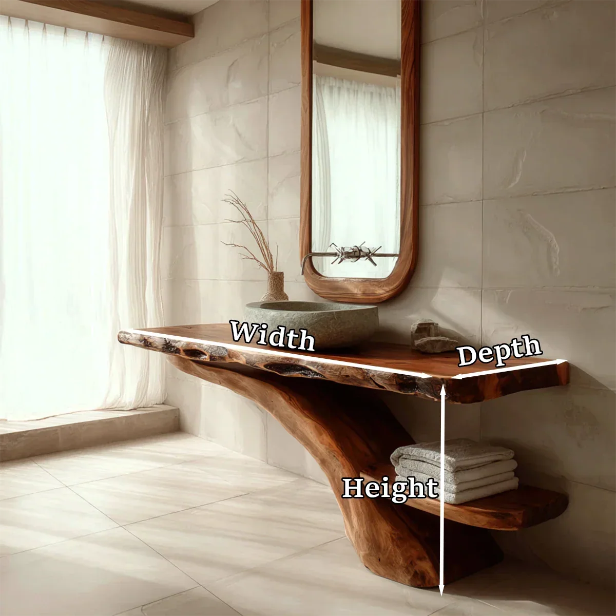 Live Edge Tree Base Bathroom Vanity Natural Solid Wood Statement Piece - Arboriswood - 12