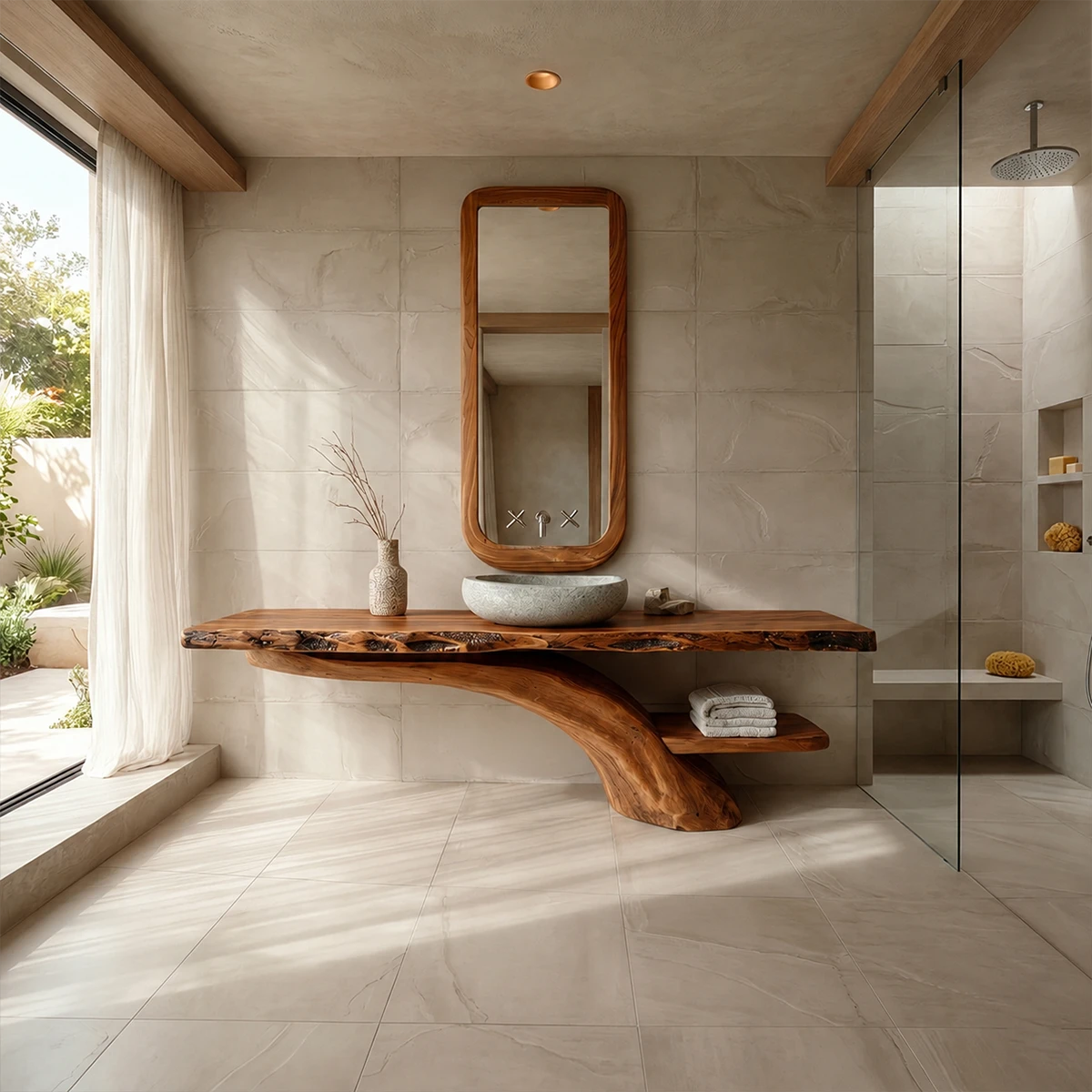 Live Edge Tree Base Bathroom Vanity Natural Solid Wood Statement Piece - ArborisWood - 15