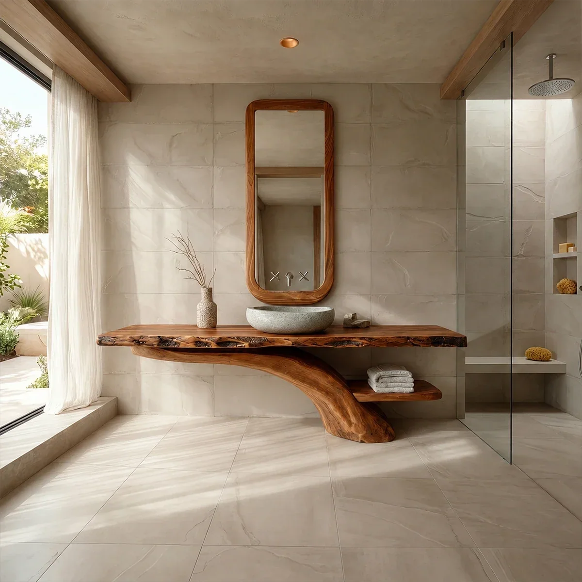 Live Edge Tree Base Bathroom Vanity Natural Solid Wood Statement Piece - Arboriswood - 15