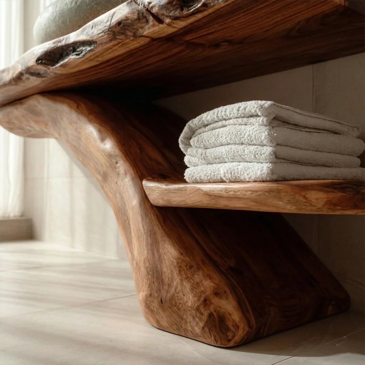 Live Edge Tree Base Bathroom Vanity Natural Solid Wood Statement Piece - ArborisWood - 6