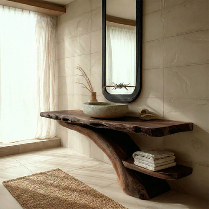 Live Edge Tree Base Bathroom Vanity Natural Solid Wood Statement Piece - ArborisWood - 8