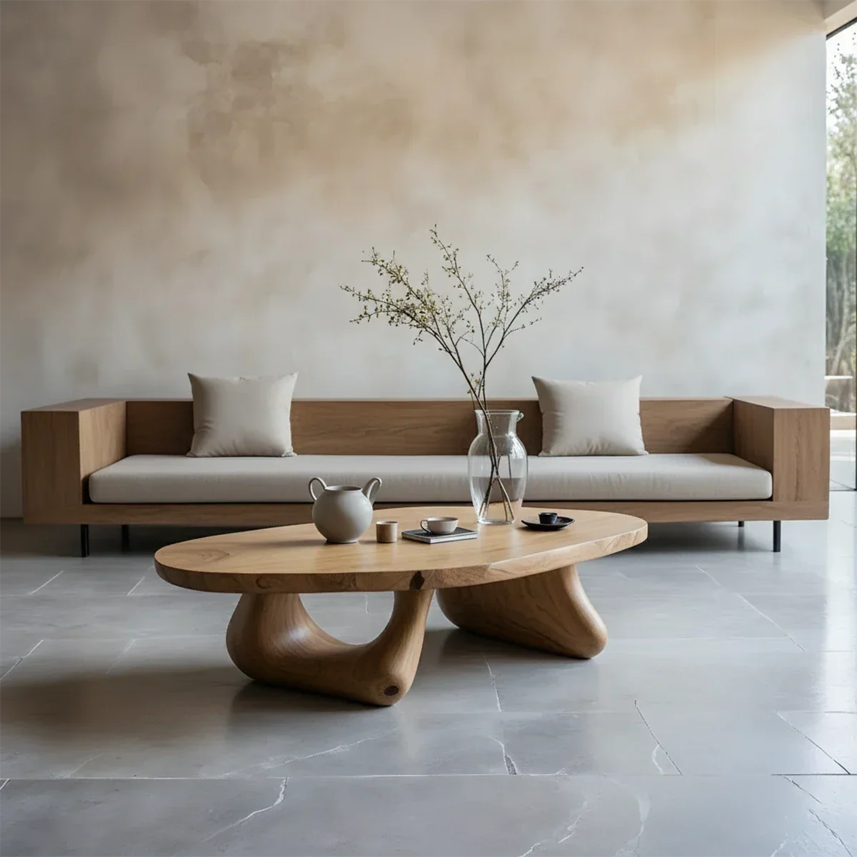 Low Profile Coffee Table – Solid Wood Sculptural Base Design - Arboriswood - 6
