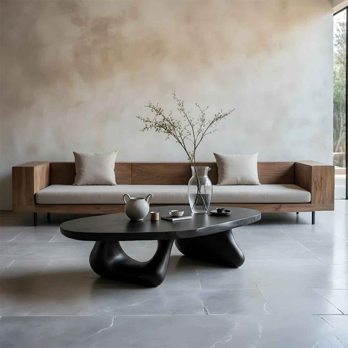 Low Profile Coffee Table – Solid Wood Sculptural Base Design - ArborisWood - 7