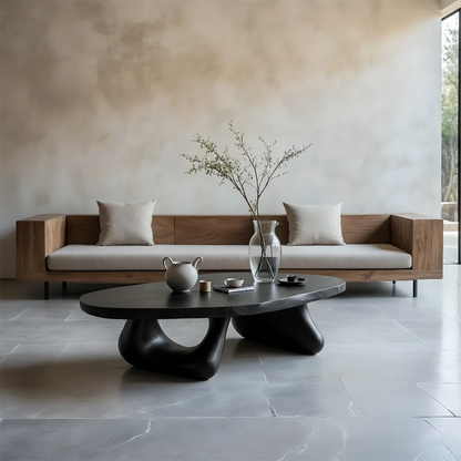 Low Profile Coffee Table – Solid Wood Sculptural Base Design - ArborisWood - 7