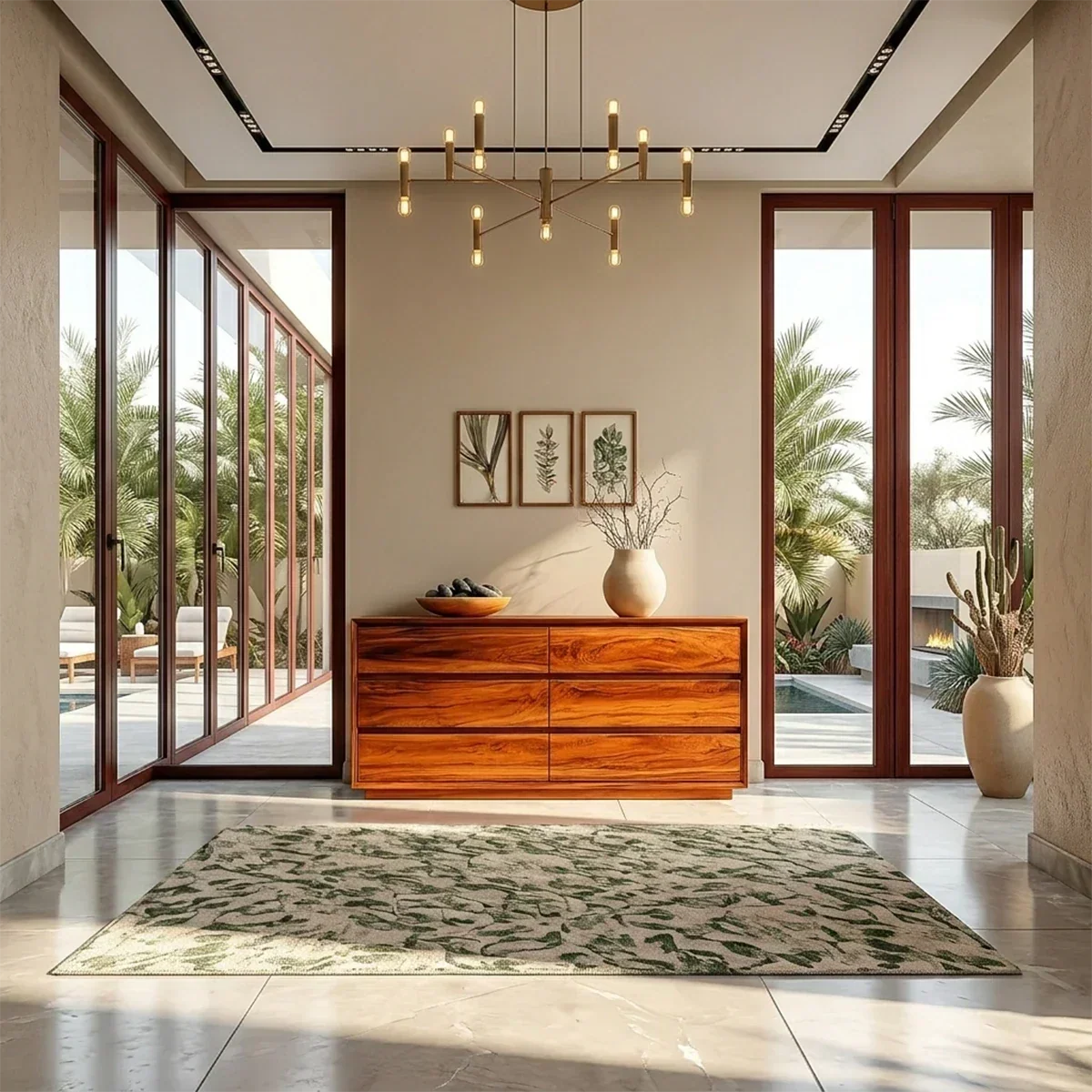 Low Profile Storage Sideboard in Natural Solid Wood with Seamless Drawers - ArborisWood - 2