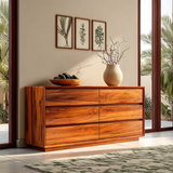 Low Profile Storage Sideboard in Natural Solid Wood with Seamless Drawers - ArborisWood