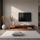 Low Profile TV Stand with Storage Drawers in Natural Solid Wood - Arboriswood - 2