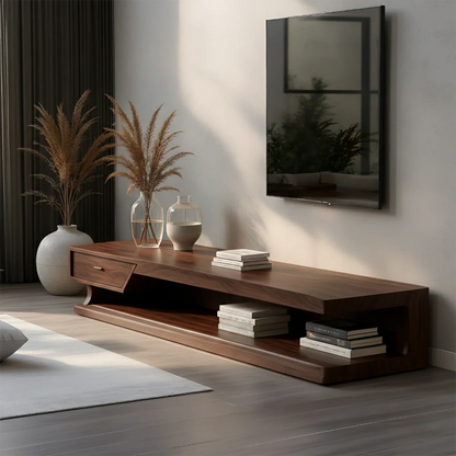 Low Profile TV Stand with Storage Drawers in Natural Solid Wood - ArborisWood - 7