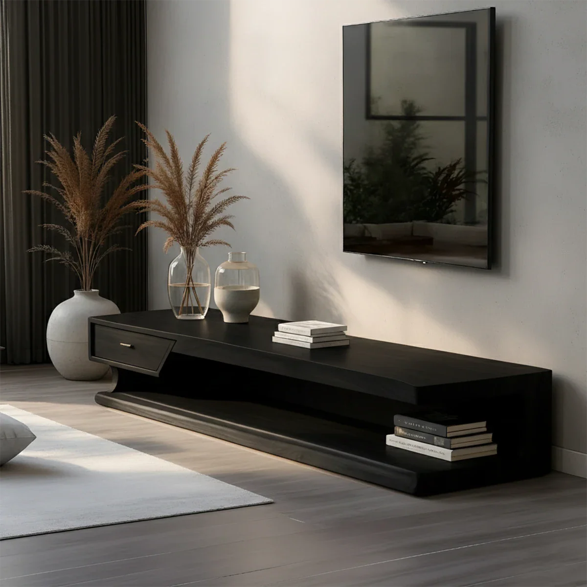 Low Profile TV Stand with Storage Drawers in Natural Solid Wood - ArborisWood - 9