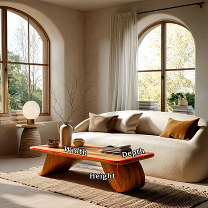 Low Wood Coffee Table with Sculpted Base – Minimal Center Table for Modern Interiors - ArborisWood - 10