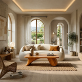 Low Wood Coffee Table with Sculpted Base – Minimal Center Table for Modern Interiors - Arboriswood - 3
