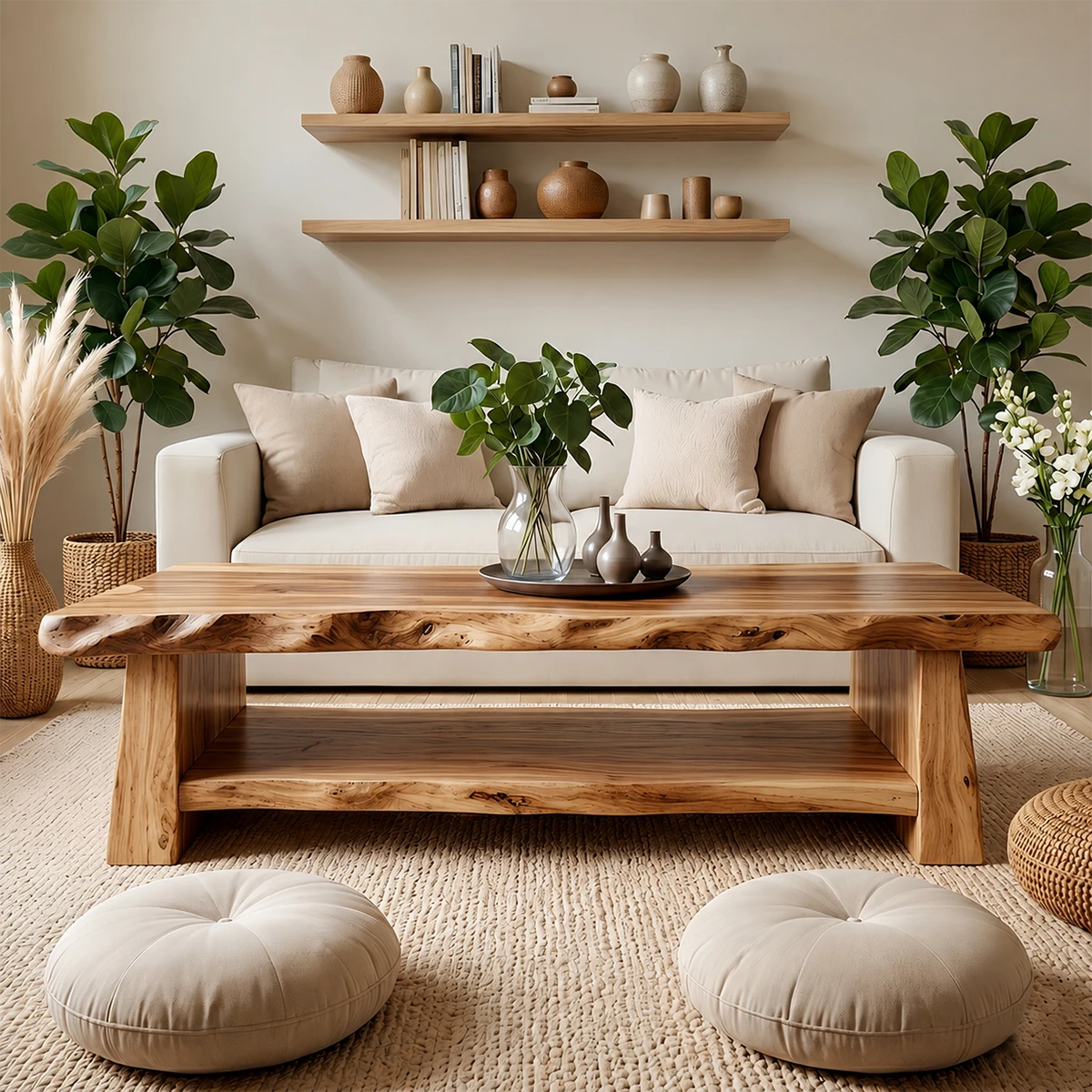 Luxury Coffee Table with Shelf – Solid Wood Minimalist Living Room Table - ArborisWood - 13