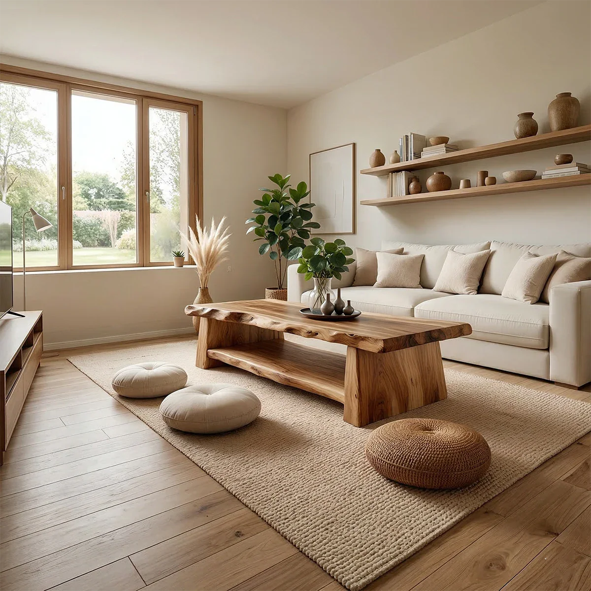 Luxury Coffee Table with Shelf – Solid Wood Minimalist Living Room Table - ArborisWood - 2