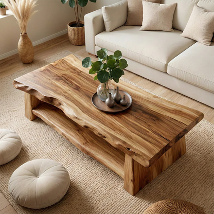 Luxury Coffee Table with Shelf – Solid Wood Minimalist Living Room Table - ArborisWood - 5
