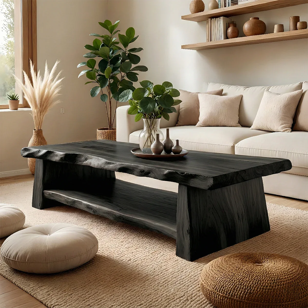 Luxury Coffee Table with Shelf – Solid Wood Minimalist Living Room Table - ArborisWood - 8
