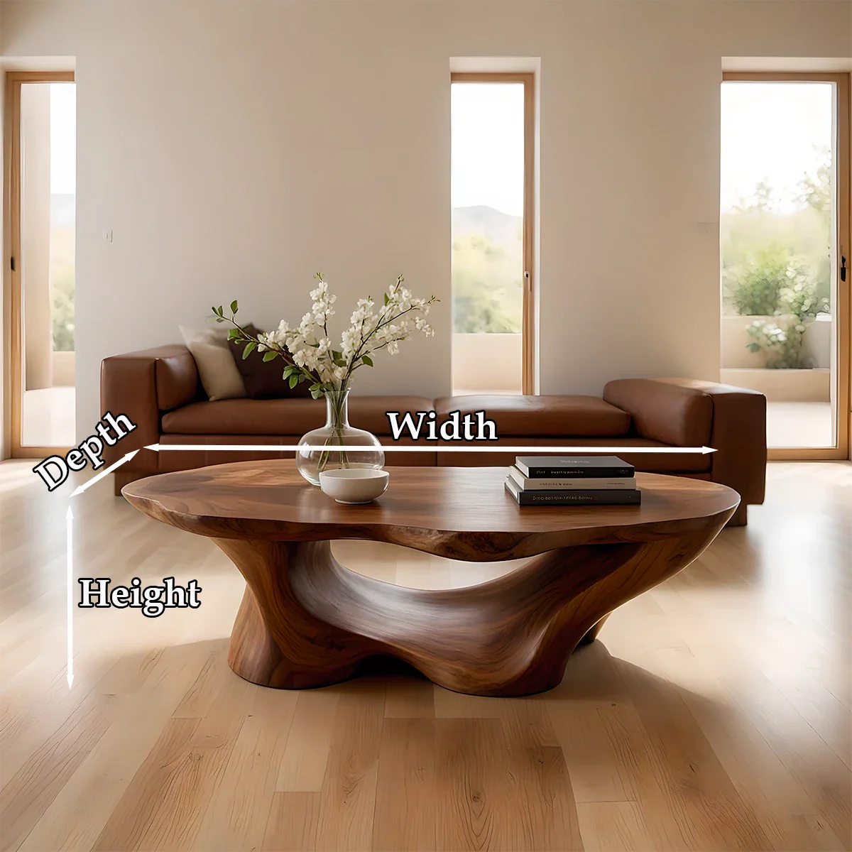 Luxury Solid Wood Sculptural Coffee Table – Organic Living Room Table - ArborisWood - 9