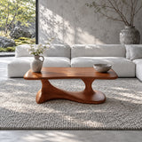 Mid Century Modern Coffee Table with Oblong Slab Top on Boomerang Pad-Foot Base - Arboriswood - 12