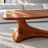 Mid Century Modern Coffee Table with Oblong Slab Top on Boomerang Pad-Foot Base - Arboriswood - 4