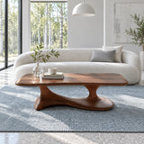Mid Century Modern Coffee Table with Oblong Slab Top on Boomerang Pad-Foot Base - Arboriswood - 8