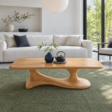 Mid Century Modern Coffee Table with Oblong Slab Top on Boomerang Pad-Foot Base - Arboriswood - 9