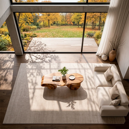 Brown coffee table with compact and balanced form