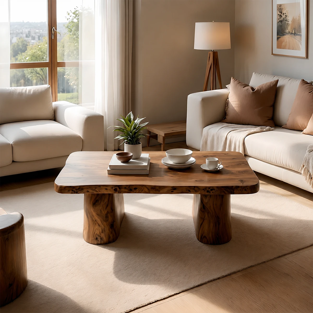 Minimal Luxury Low Coffee Table – Solid Wood Organic Living Room Table - ArborisWood - 12