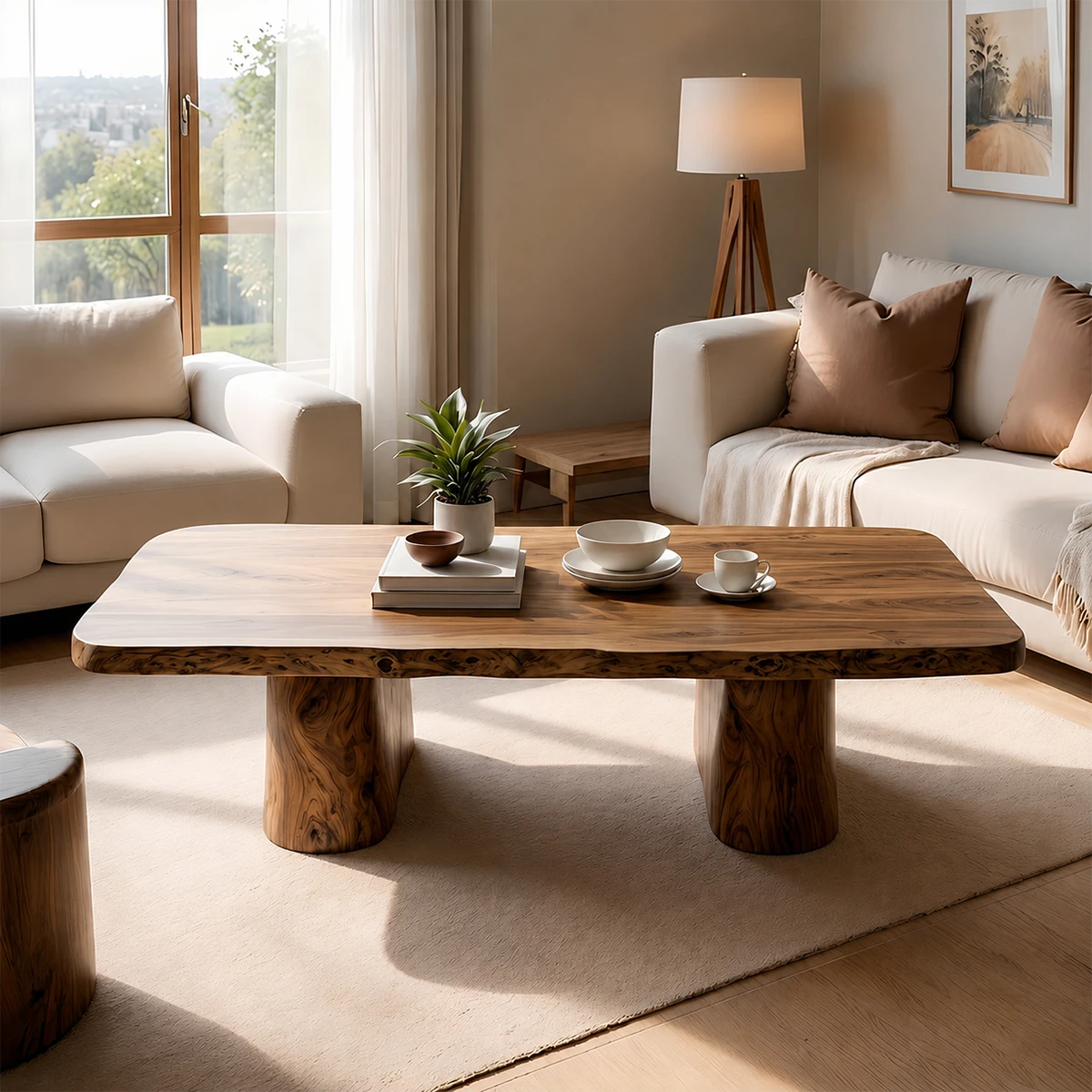 Minimal Luxury Low Coffee Table – Solid Wood Organic Living Room Table - ArborisWood - 13