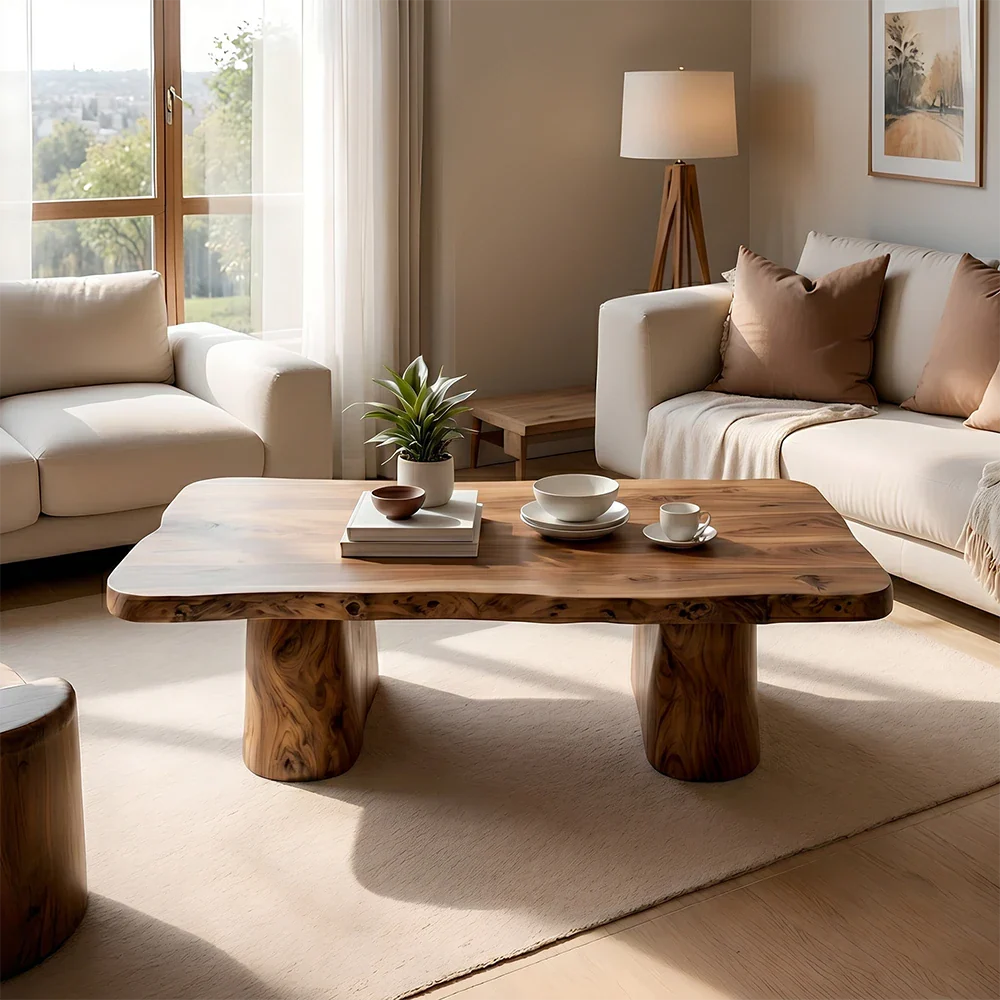 Minimal Luxury Low Coffee Table – Solid Wood Organic Living Room Table - ArborisWood - 3