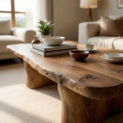 Minimal Luxury Low Coffee Table – Solid Wood Organic Living Room Table - ArborisWood - 4