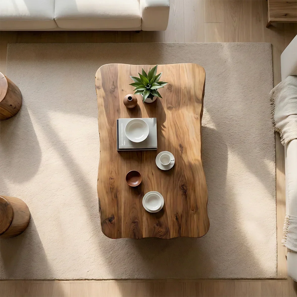 Minimal Luxury Low Coffee Table – Solid Wood Organic Living Room Table - Arboriswood - 5