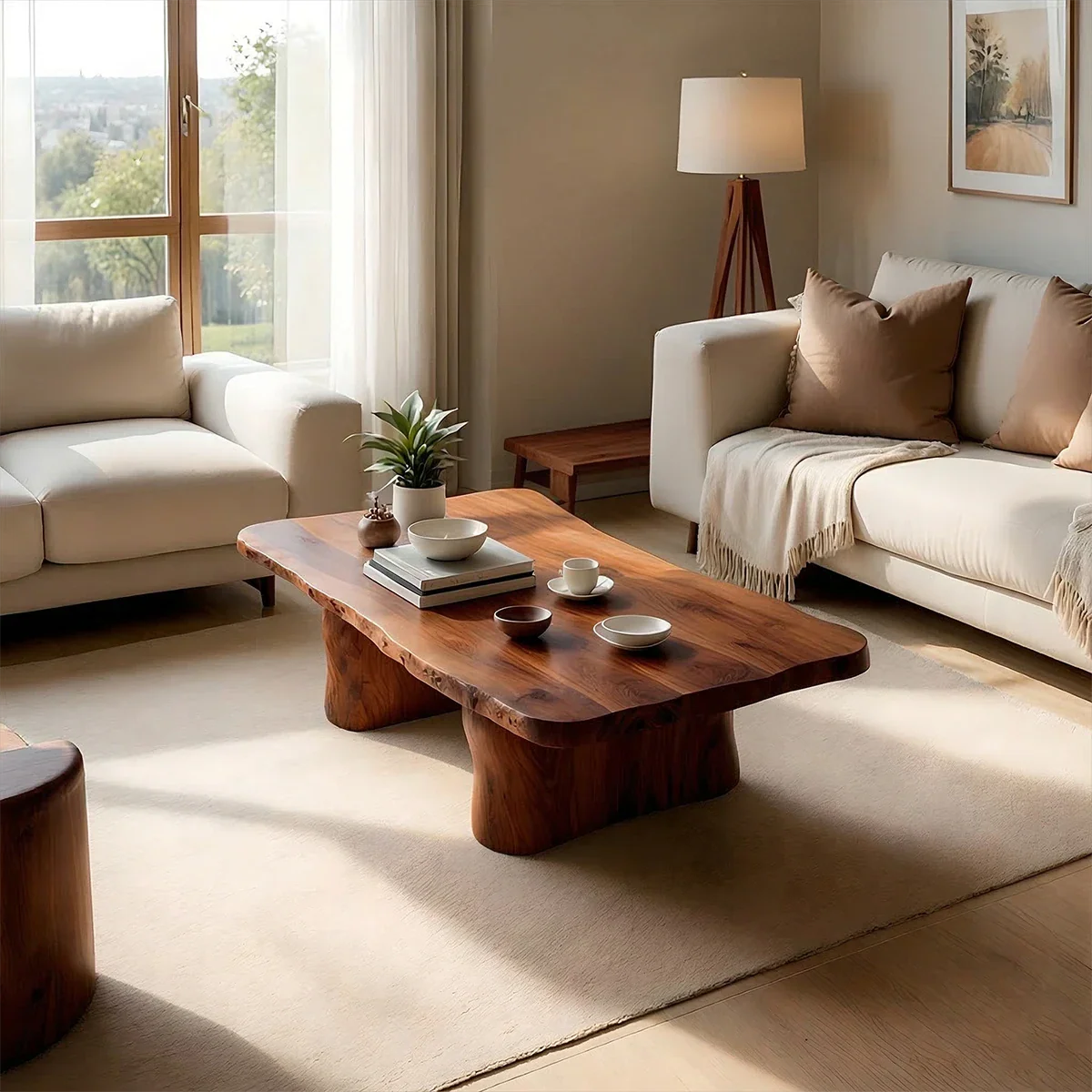 Minimal Luxury Low Coffee Table – Solid Wood Organic Living Room Table - ArborisWood - 6