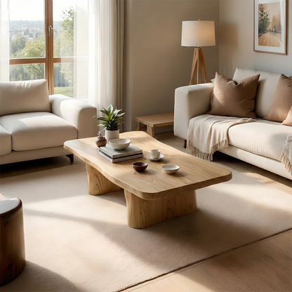 Minimal Luxury Low Coffee Table – Solid Wood Organic Living Room Table - ArborisWood - 7