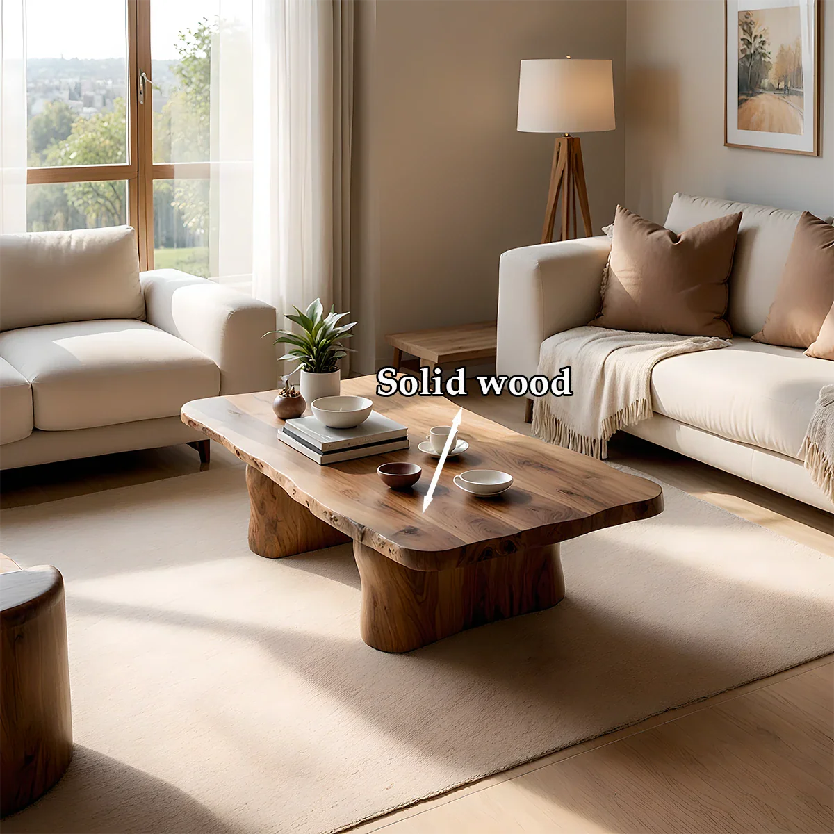 Minimal Luxury Low Coffee Table – Solid Wood Organic Living Room Table - ArborisWood - 9