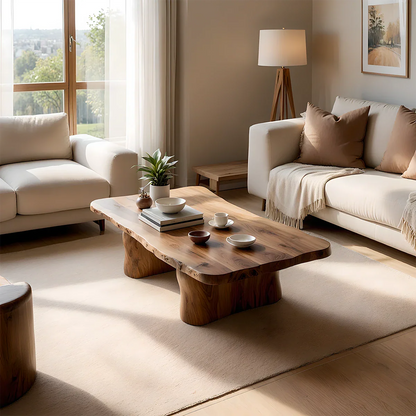Minimal Luxury Low Coffee Table – Solid Wood Organic Living Room Table - ArborisWood