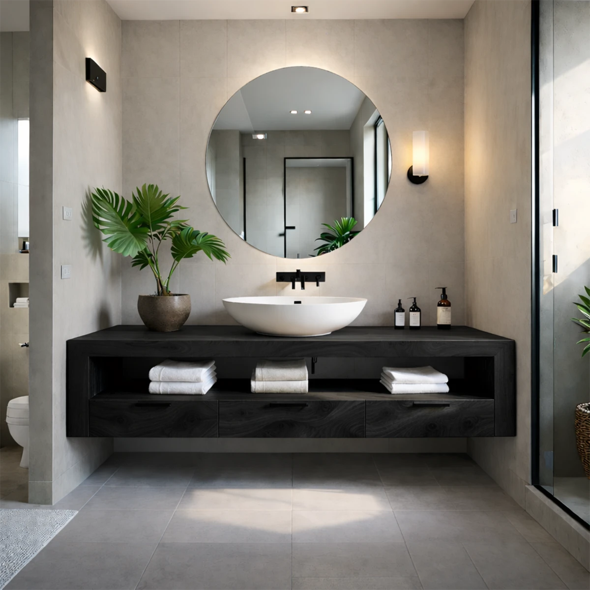 Minimalist Floating Bathroom Vanity Natural Solid Wood Natural Finish - ArborisWood - 11