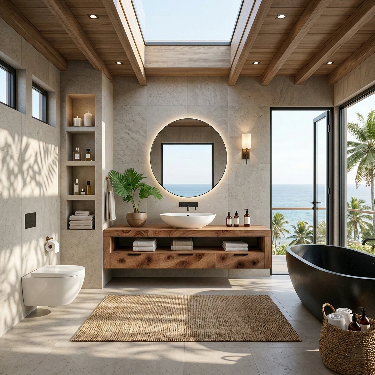 Minimalist Floating Bathroom Vanity Natural Solid Wood Natural Finish - ArborisWood - 3