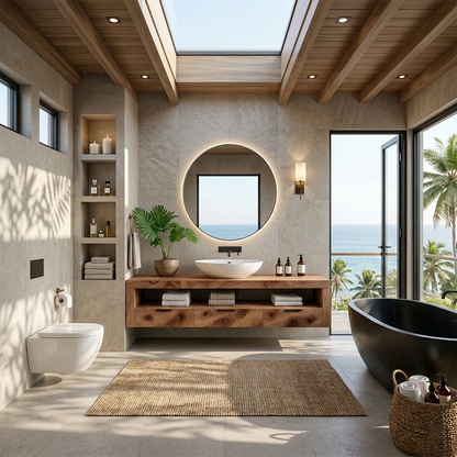 Minimalist Floating Bathroom Vanity Natural Solid Wood Natural Finish - ArborisWood - 3