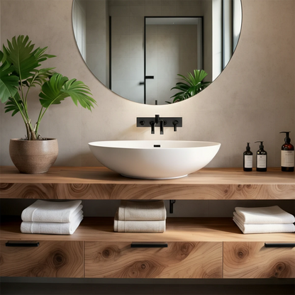 Minimalist Floating Bathroom Vanity Natural Solid Wood Natural Finish - ArborisWood - 5
