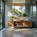 Minimalist Floating Natural Solid Wood Bathroom Vanity With Open Shelf Storage - Arboriswood - 11