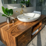 Minimalist Floating Natural Solid Wood Bathroom Vanity With Open Shelf Storage - Arboriswood - 4