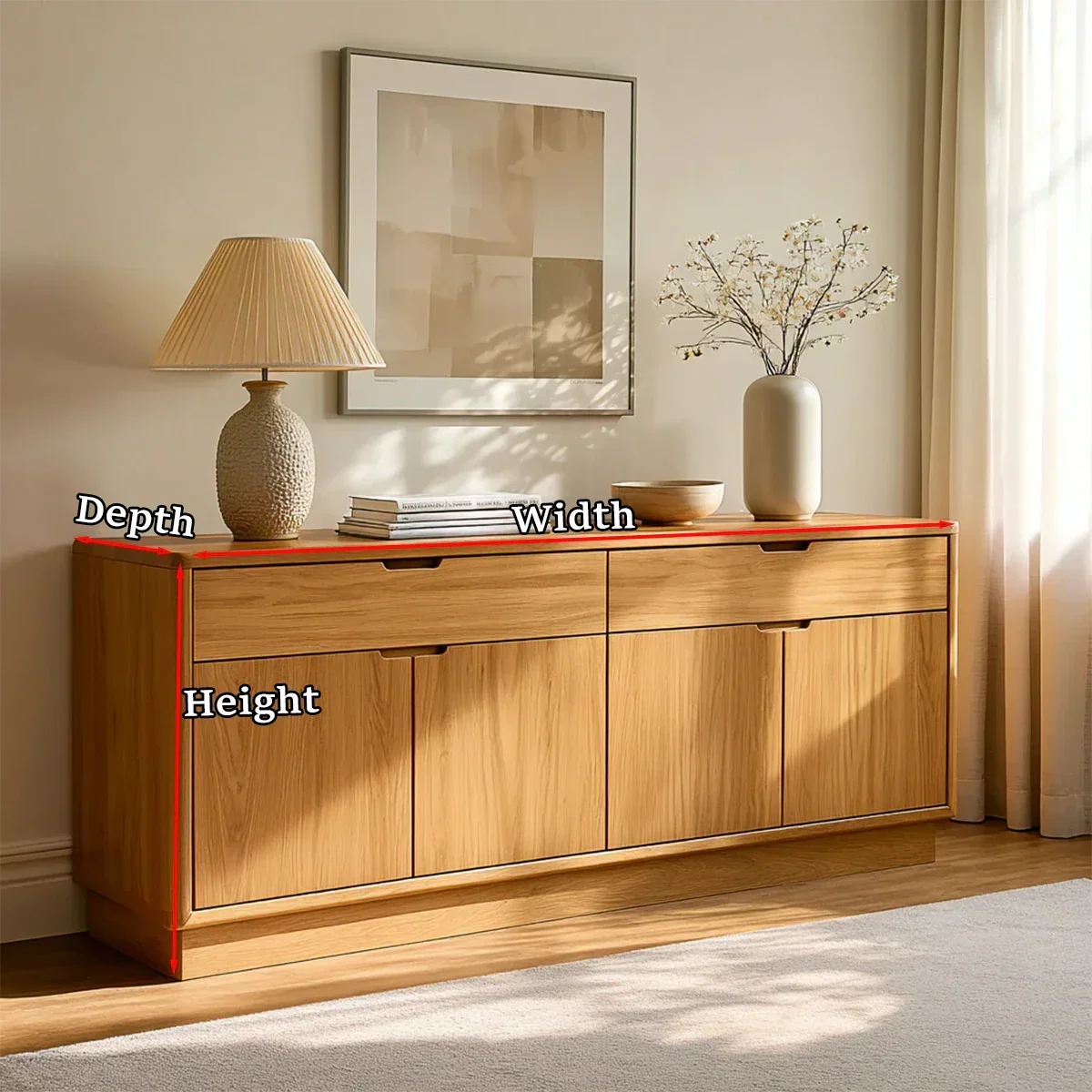 Minimalist Solid Wood Sideboard Cabinet with Concealed Storage Drawers - ArborisWood - 10