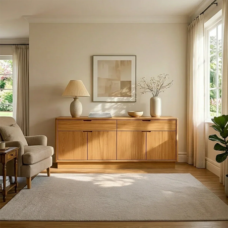 Minimalist Solid Wood Sideboard Cabinet with Concealed Storage Drawers - ArborisWood - 2