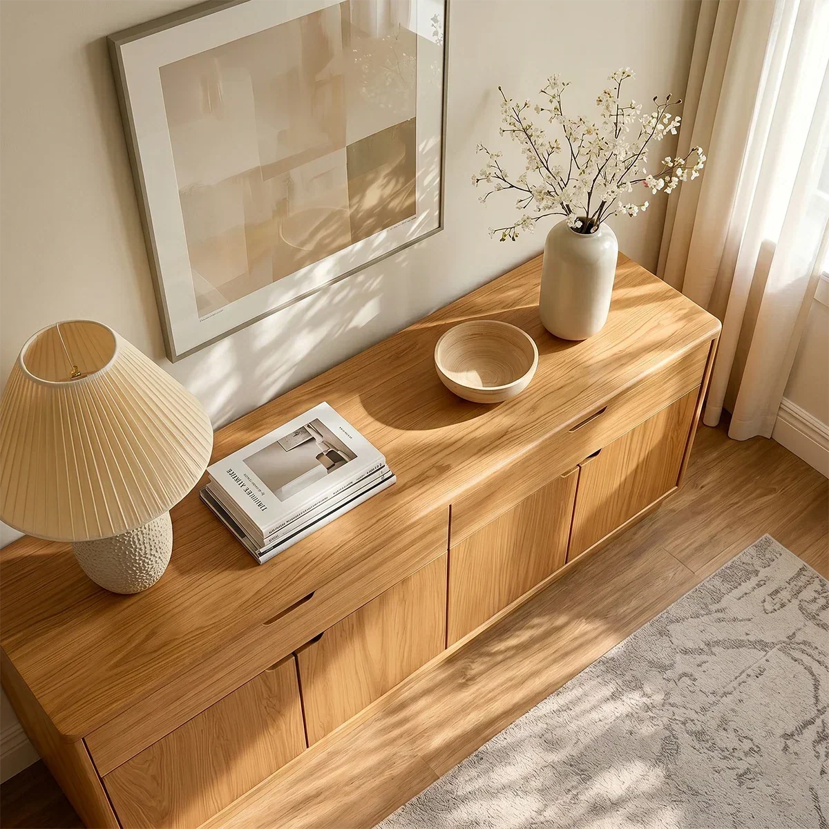 Minimalist Solid Wood Sideboard Cabinet with Concealed Storage Drawers - ArborisWood - 5
