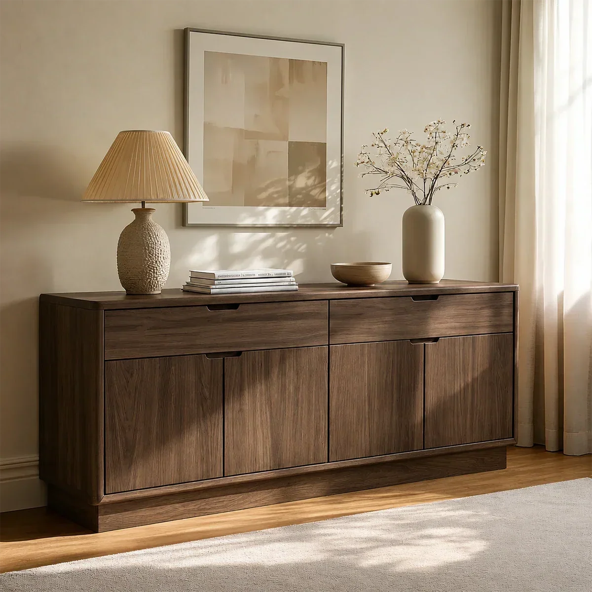 Minimalist Solid Wood Sideboard Cabinet with Concealed Storage Drawers - ArborisWood - 6