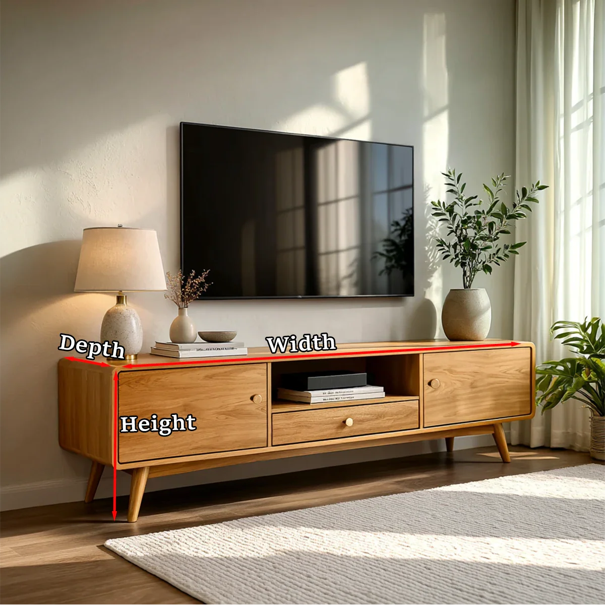 Minimalist Solid Wood TV Stand with Drawer and Cabinet Storage Design - ArborisWood - 11