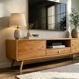 Minimalist Solid Wood TV Stand with Drawer and Cabinet Storage Design - Arboriswood - 4