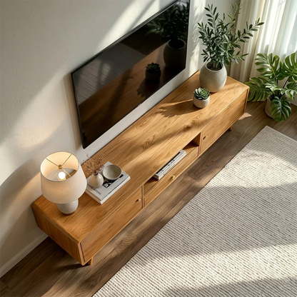 Minimalist Solid Wood TV Stand with Drawer and Cabinet Storage Design - ArborisWood - 6