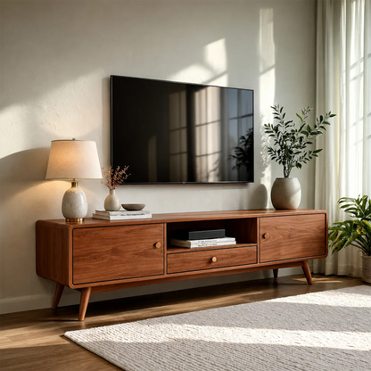 Minimalist Solid Wood TV Stand with Drawer and Cabinet Storage Design - ArborisWood - 7