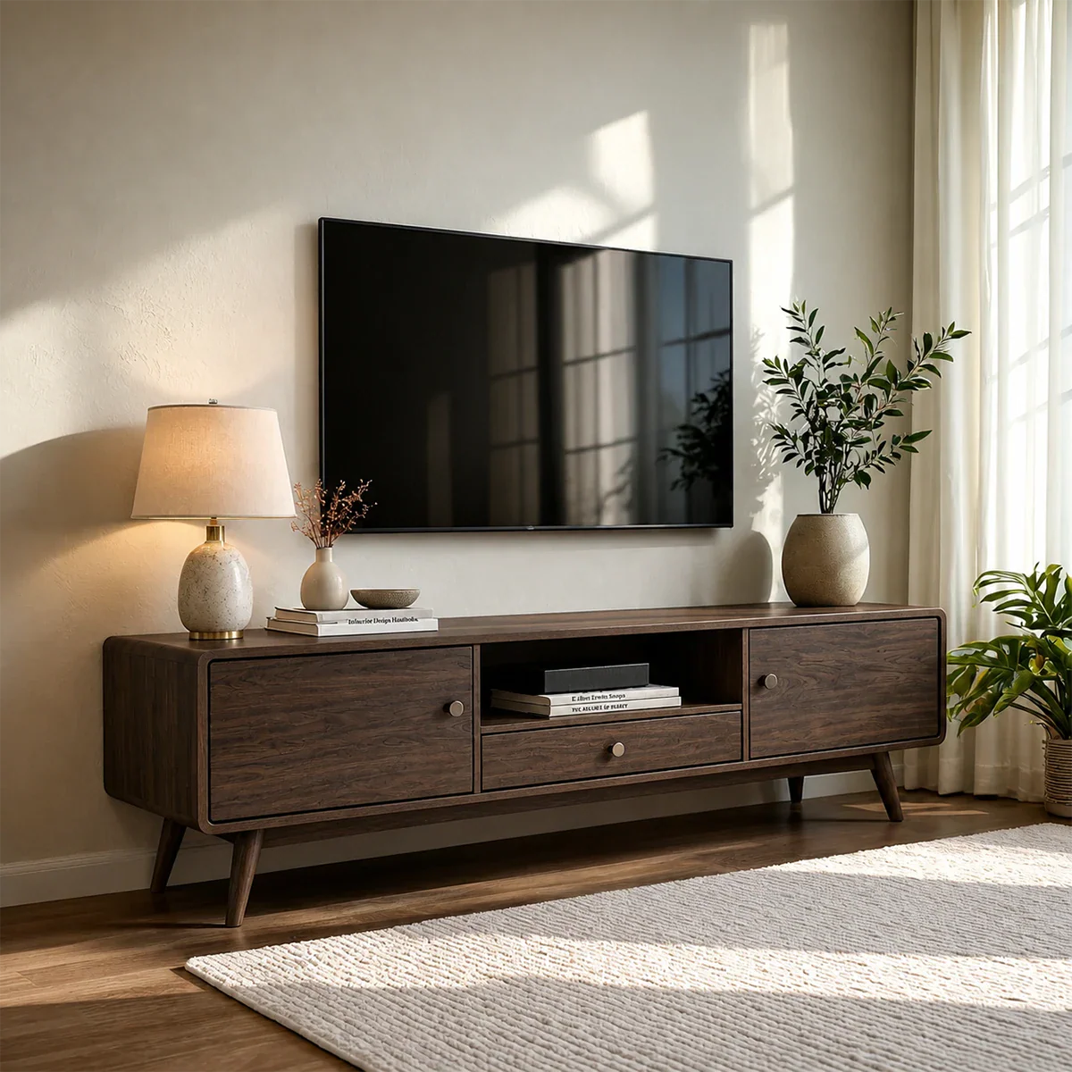 Minimalist Solid Wood TV Stand with Drawer and Cabinet Storage Design - ArborisWood - 8